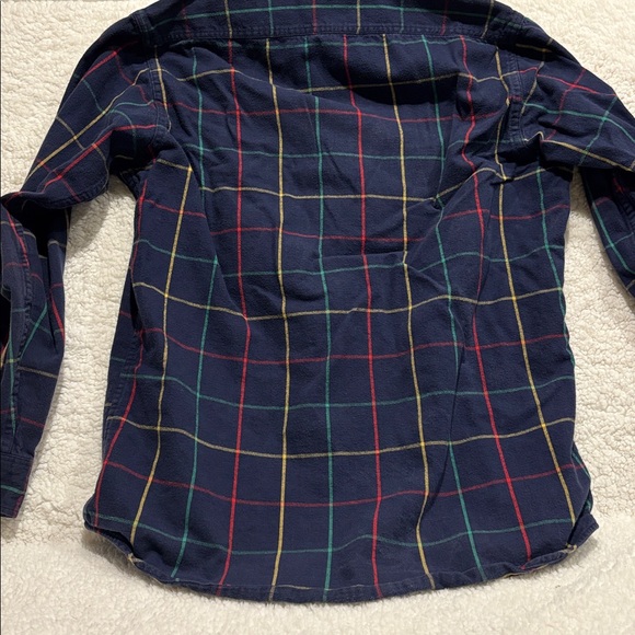 OshKosh B’Gosh Navy Plaid Button Down Flannel Shirt - Picture 2 of 5